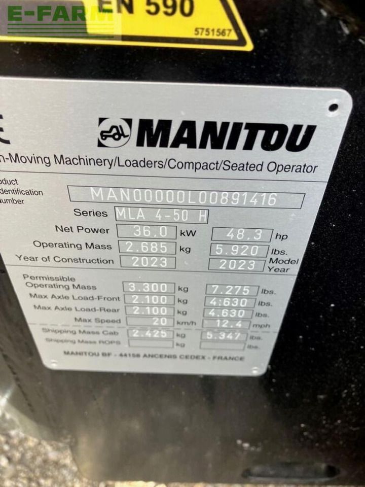 2023 Manitou MLA 4-50 H Mini Excavator