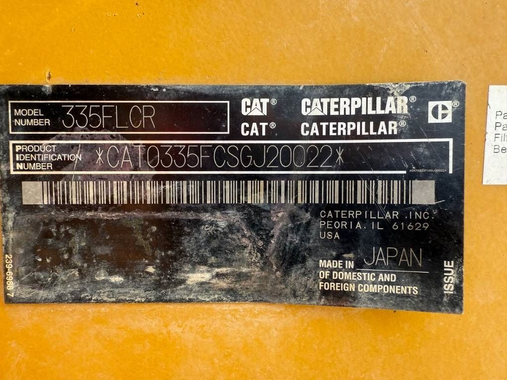 2017 Caterpillar 335FLCR Crawler Excavator