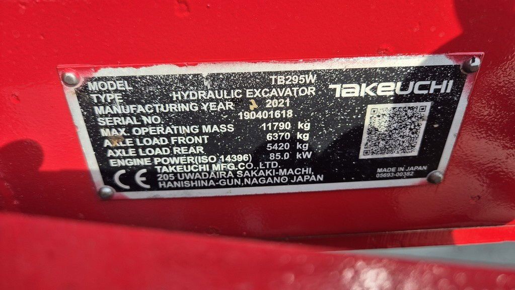 2021 Takeuchi TB295W Wheel Excavator