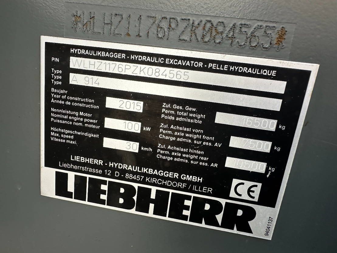 2015 Liebherr A914 Wheel Excavator