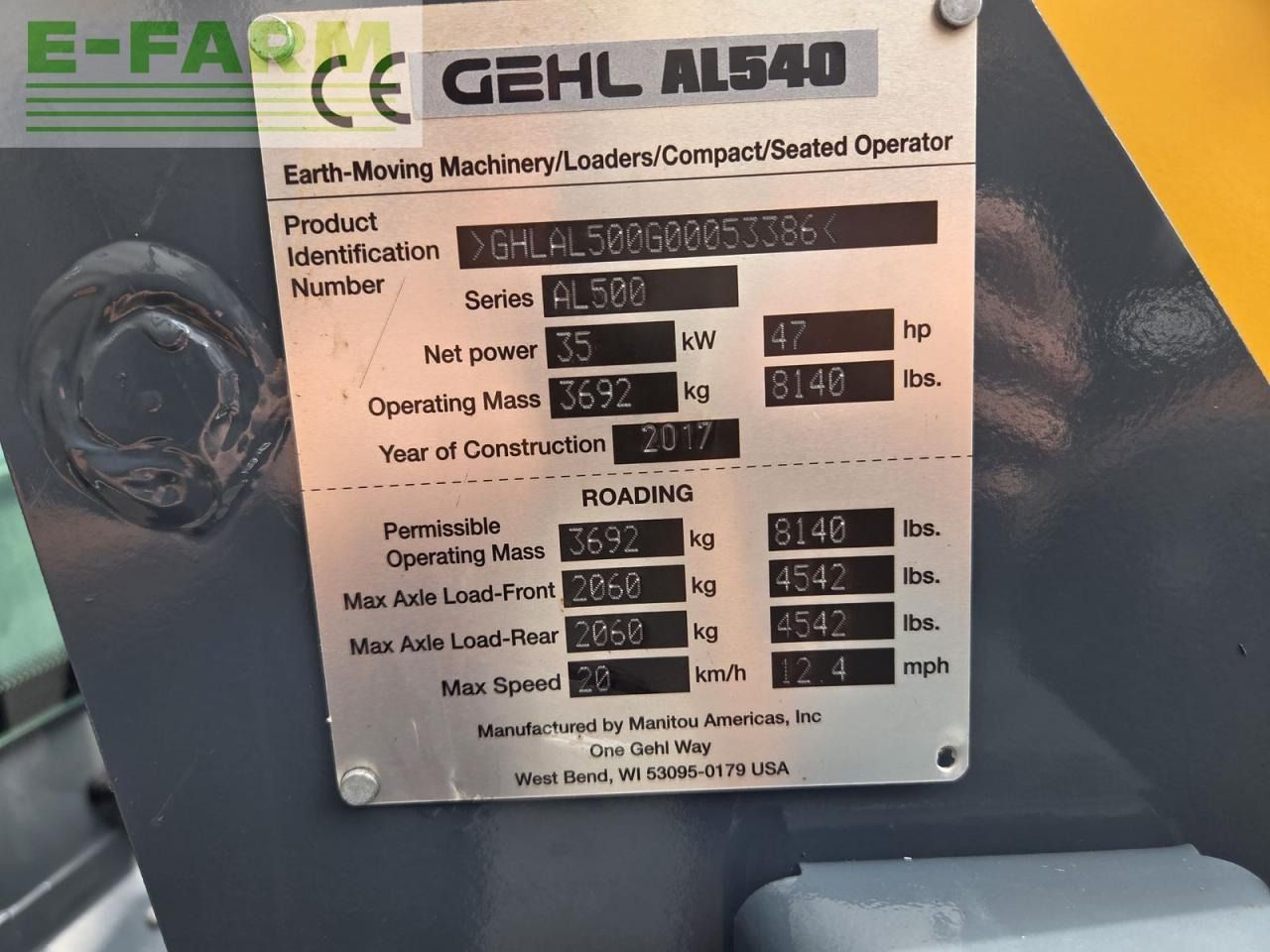2017 Mustang AL540 Mini Excavator