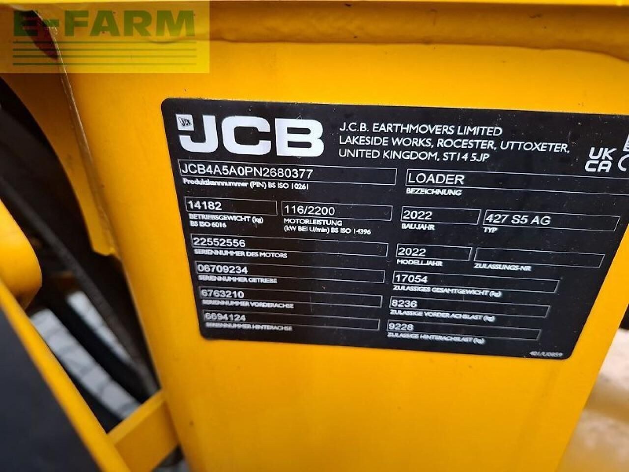 2022 JCB 427 AGRI Mini Excavator