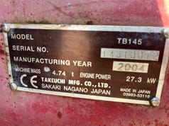 2004 Takeuchi TB145 Crawler Excavator