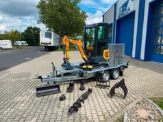 Mini Excavator Minibagger BK1250KSR Inkl. 2-ACHS-TIEFLADER Und Zubehörpaket Klein *INKL.19% MWST*Schwenkarm*Verstellfahrw*Sofort!*