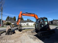 Excavator 2023 Hitachi ZX85US-6 Kort Hekk Gravemaskin - Engcon EC219 Tiltrotator - Pusseskuff - Smalskuff - Webasto