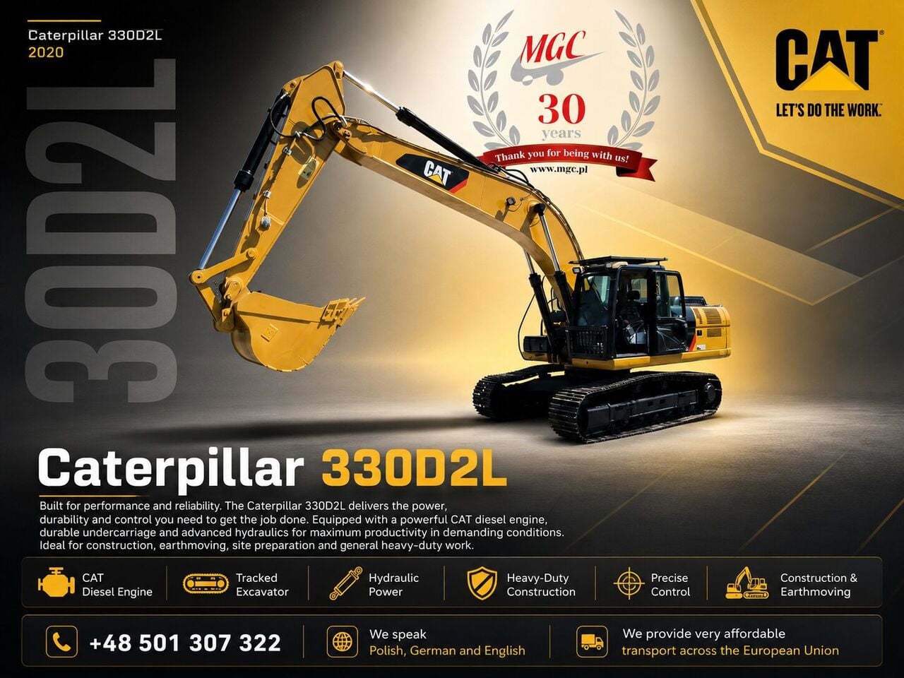 2020 Caterpillar 330D2L Crawler Excavator 2020 Caterpillar 330D2L Crawler Excavator