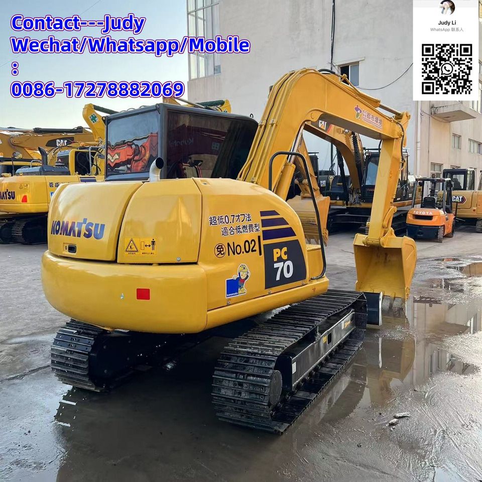 2021 Komatsu PC70 mini excavator, rear three-quarter view