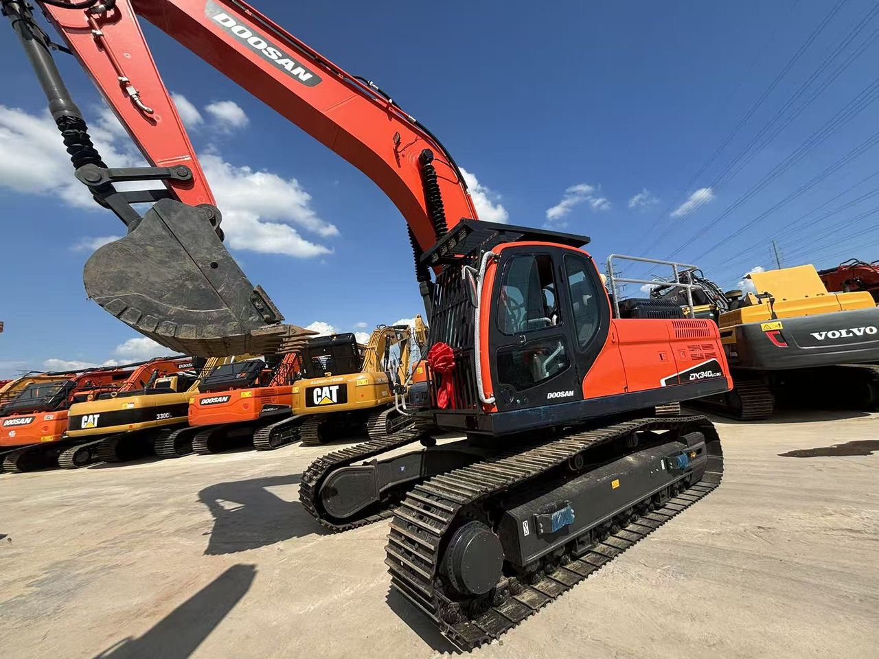 2023 Doosan DX340 crawler excavator, front three-quarter view 2023 Doosan DX340 crawler excavator, front three-quarter view