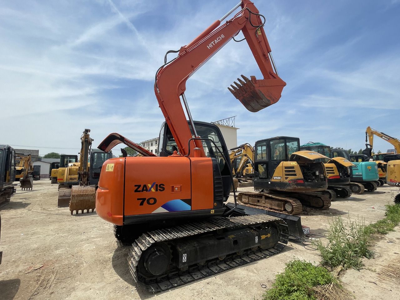 2023 Hitachi Zaxis 70 crawler excavator, rear three-quarter view 2023 Hitachi Zaxis 70 crawler excavator, rear three-quarter view