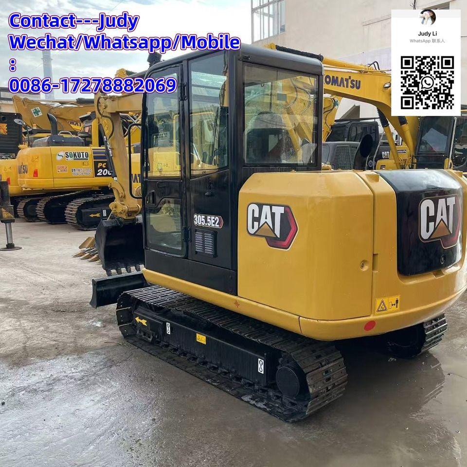 2024 Caterpillar 305.5E2 mini excavator, rear three-quarter view 2024 Caterpillar 305.5E2 mini excavator, rear three-quarter view