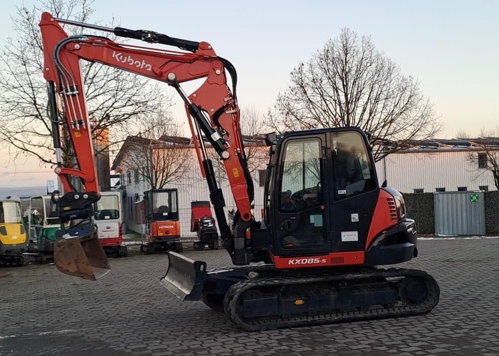 2025 Kubota KX085-5 mini excavator, side profile view 2025 Kubota KX085-5 mini excavator, side profile view