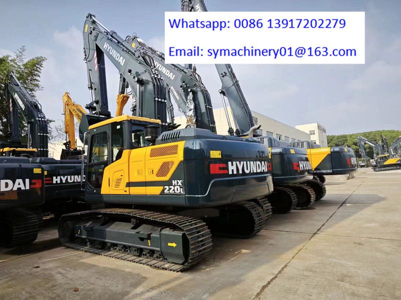 2025 Hyundai HX220L crawler excavator, rear three-quarter view