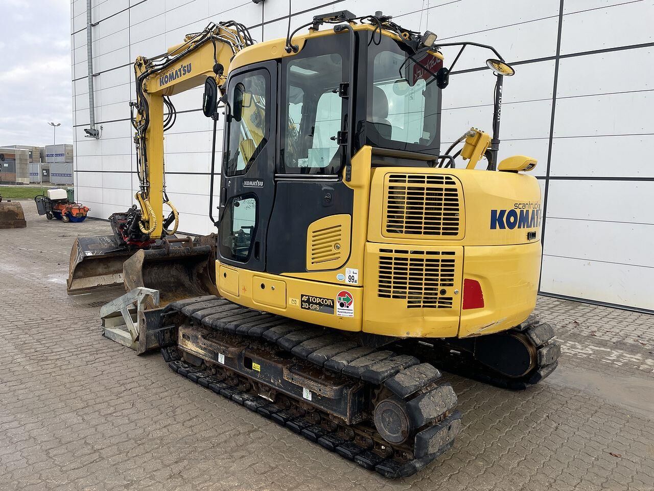 2020 Komatsu PC88MR-10 mini excavator, rear three-quarter view