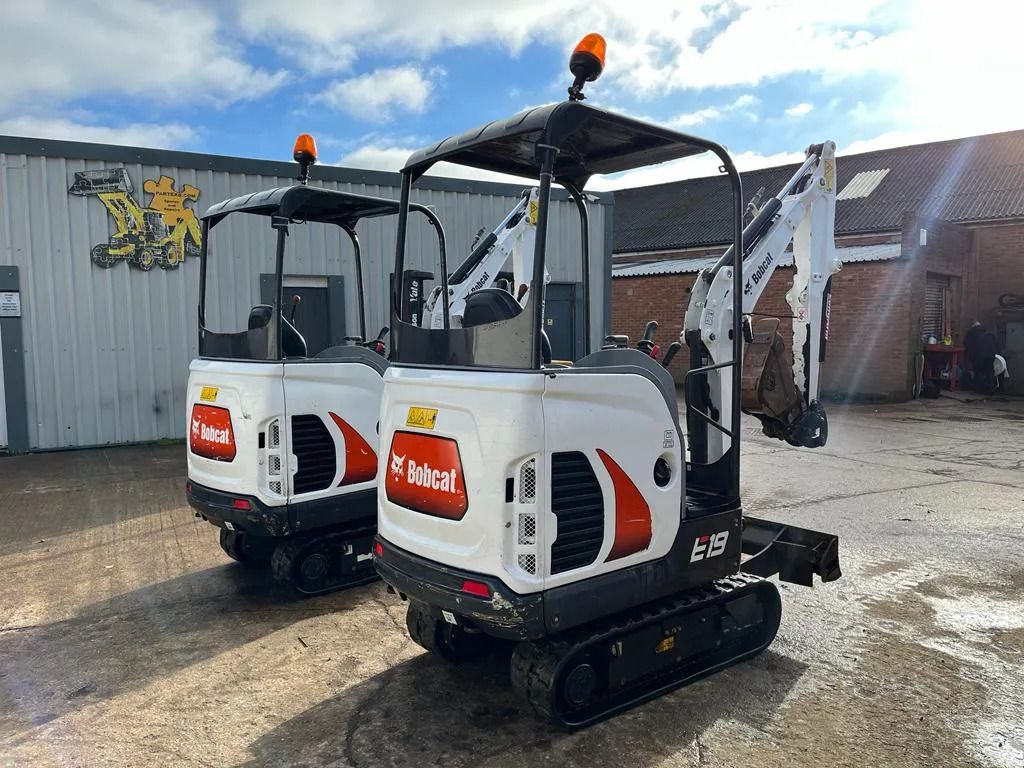 2020 Bobcat E19 mini excavator, rear three-quarter view